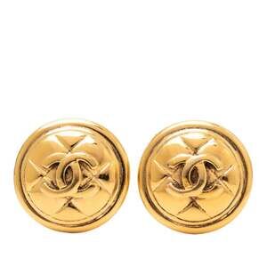 CHANEL Authentic Gold Logo Earrings